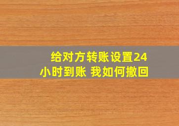 给对方转账设置24小时到账 我如何撤回